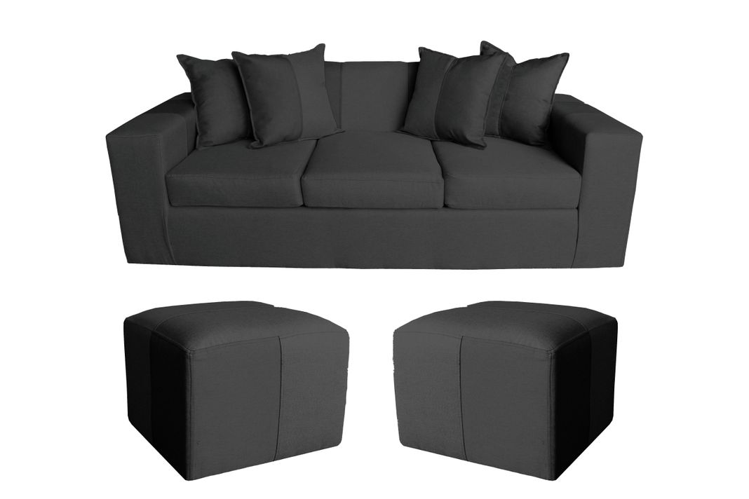 SOFA BENJA + 2 PUFF NEGRO 0