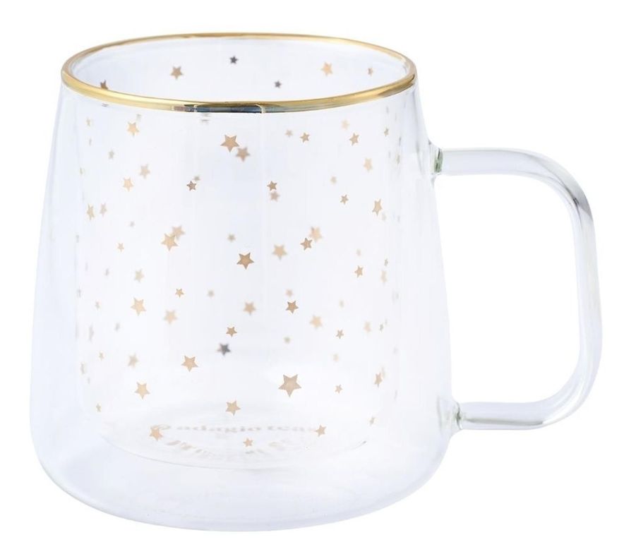 Adagio Teas Taza Doble Vidrio Estrellas Doradas Grande-0