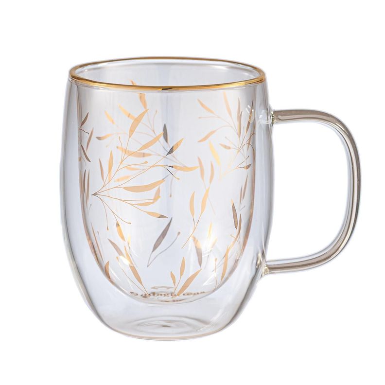 Taza Doble Vidrio Delicate Leaves 300 ml-0