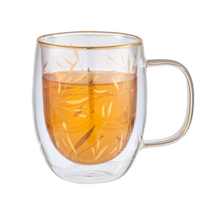 Taza Doble Vidrio Delicate Leaves 300 ml-1