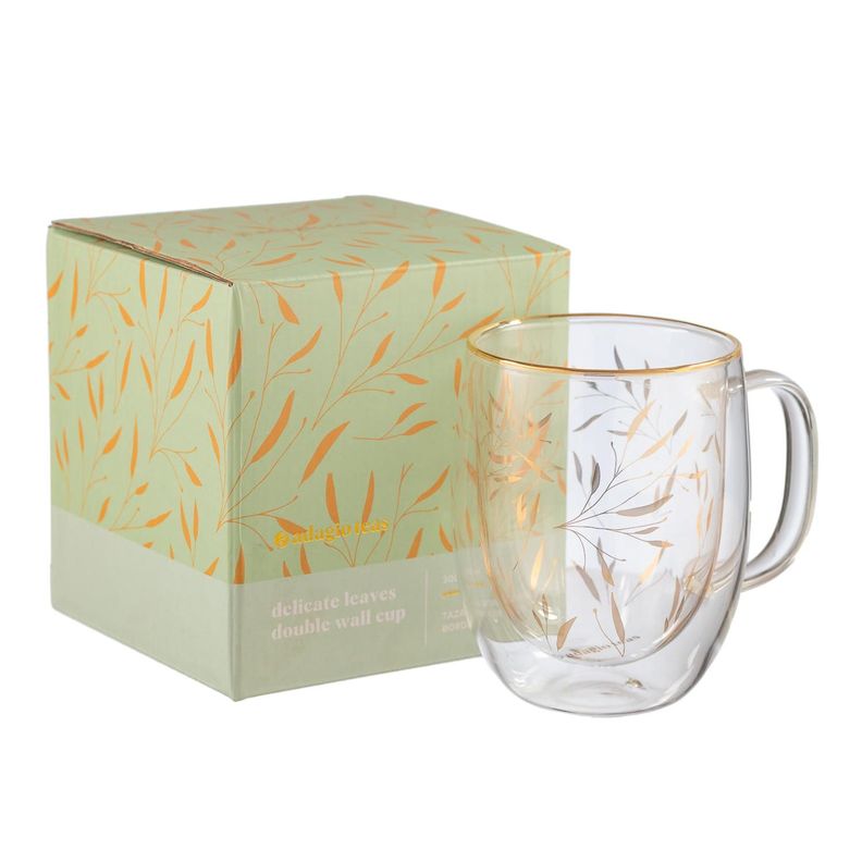 Taza Doble Vidrio Delicate Leaves 300 ml-2