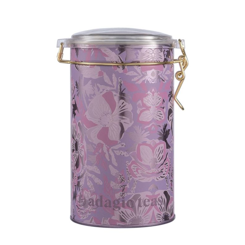 Tarro Grande Lila Flores Almacenador de Té 8 Oz-0