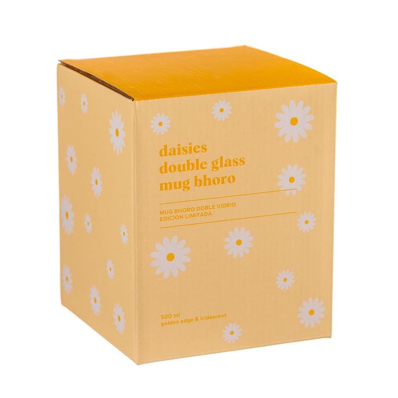 Mug Bhoro Doble Vidrio Daisies 470 ml-2