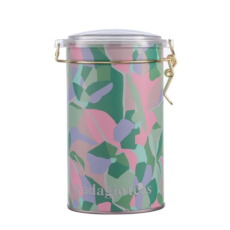 Tarro Grande Hojas Mosaico Turquesa Almacenador de Té 8 Oz-0