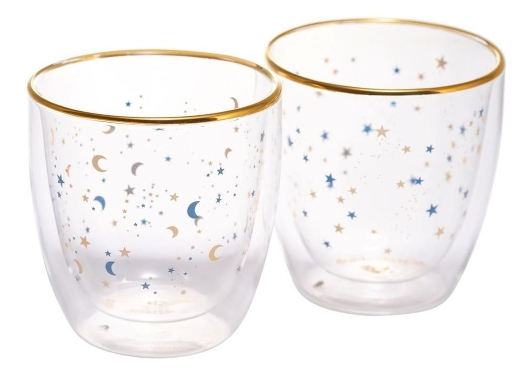 Adagio Teas Set Vaso Doble Vidrio Estrellas Azules-1