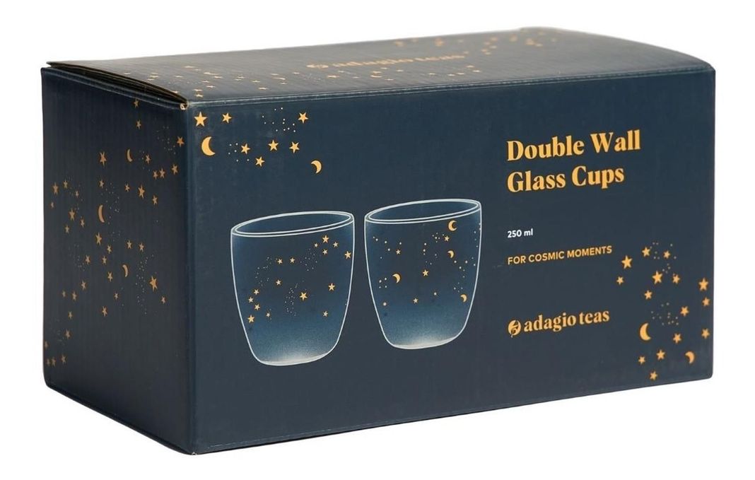 Adagio Teas Set Vaso Doble Vidrio Estrellas Azules-2