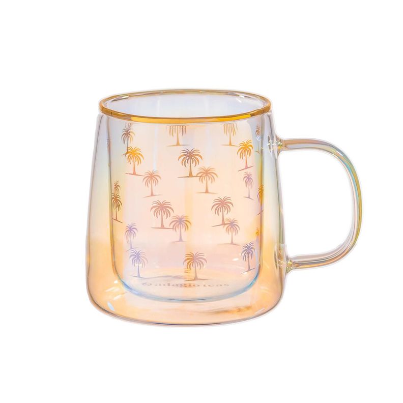 Taza Doble Vidrio Gold Palms 250 ml-0