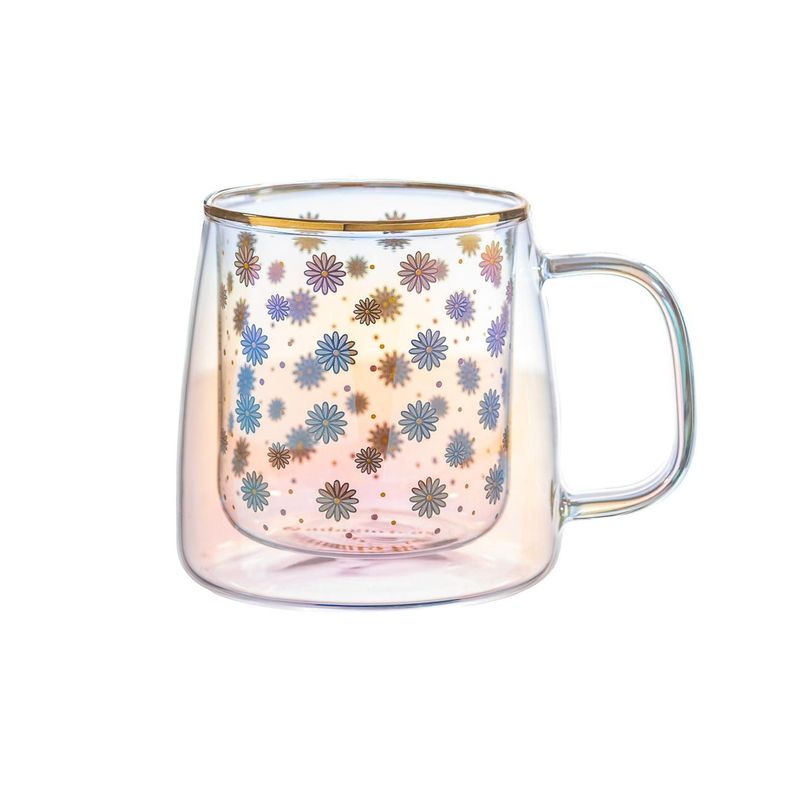 Taza Doble Vidrio Daisies and Dots 400 ml-0