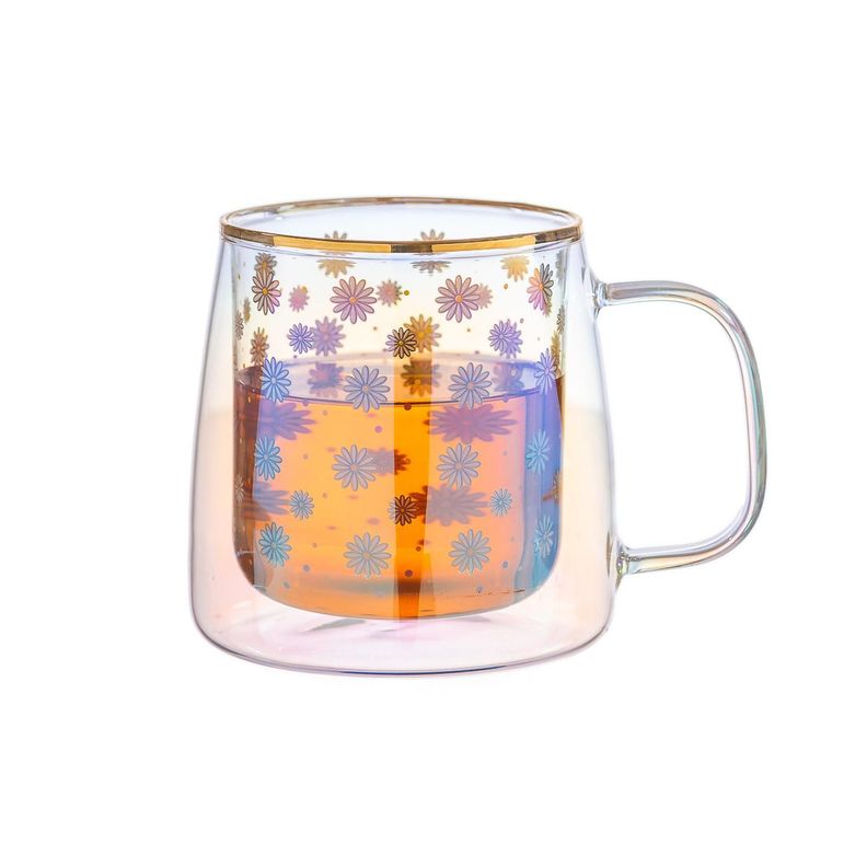 Taza Doble Vidrio Daisies and Dots 400 ml-1