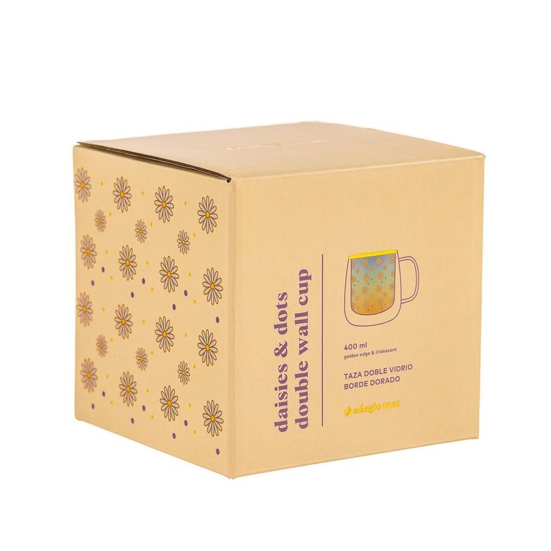 Taza Doble Vidrio Daisies and Dots 400 ml-2
