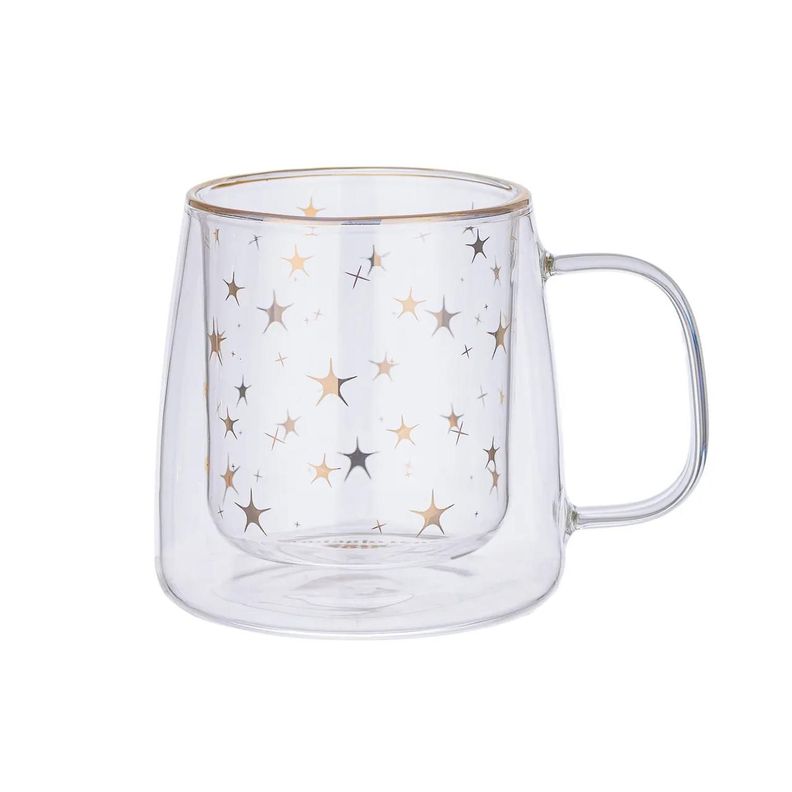 Taza Doble Vidrio Pointy Stars 400 ml Blanco