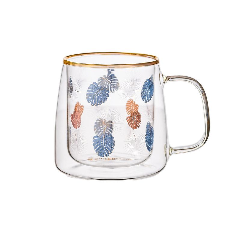 Taza Doble Vidrio Palm Leaves 400 ml-0