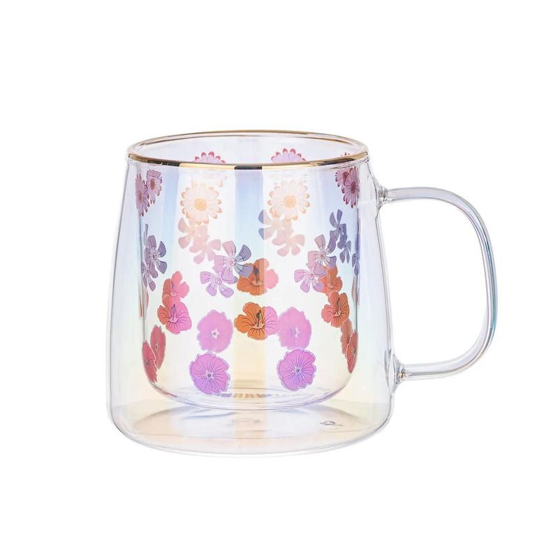 Taza Doble Vidrio Four Flowers 400 ml Blanco