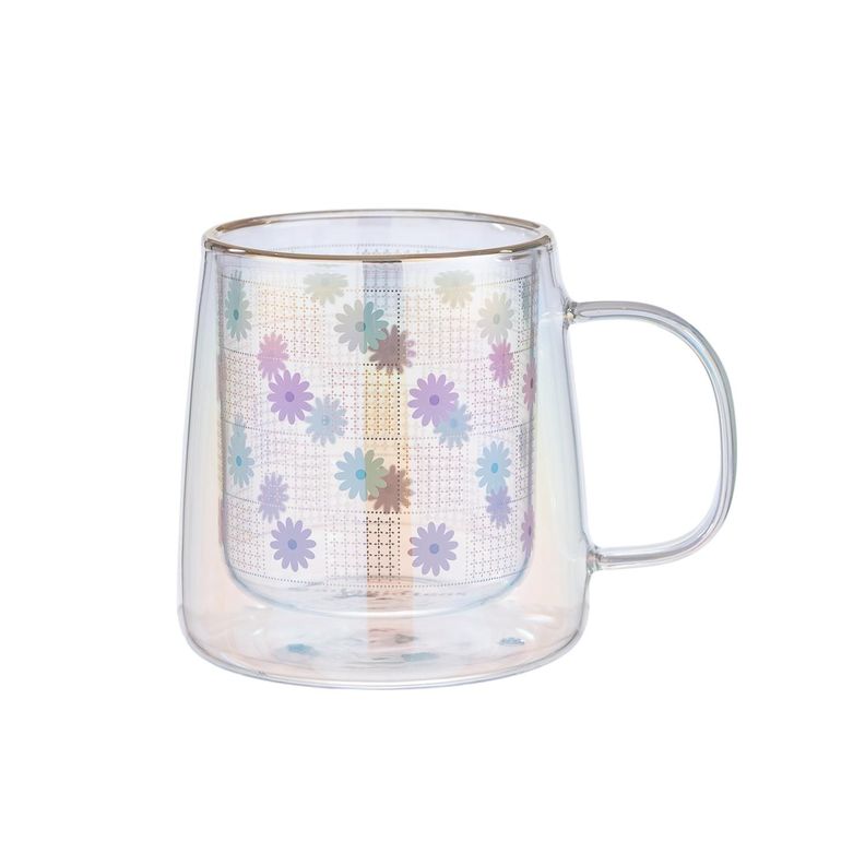 Taza Doble Vidrio Summer Bloom 250 ml Blanco