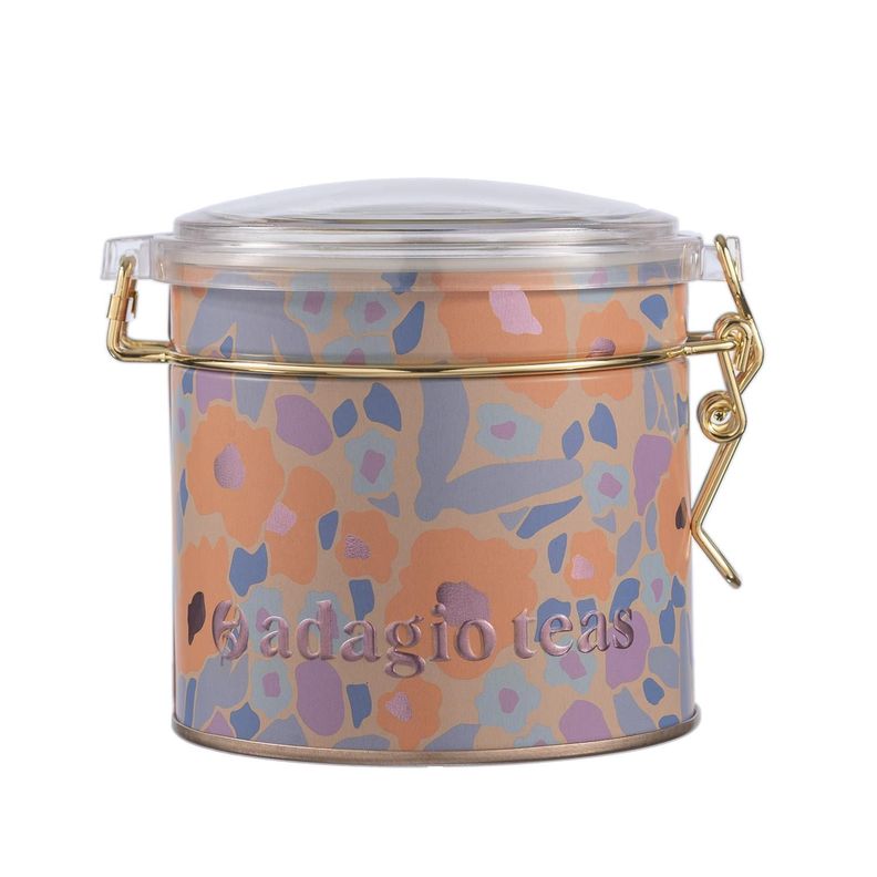 Tarro Chico Rosado Claro Flores Redondas Almacenador de Té 4 Oz-0
