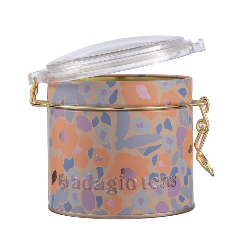 Tarro Chico Rosado Claro Flores Redondas Almacenador de Té 4 Oz-1