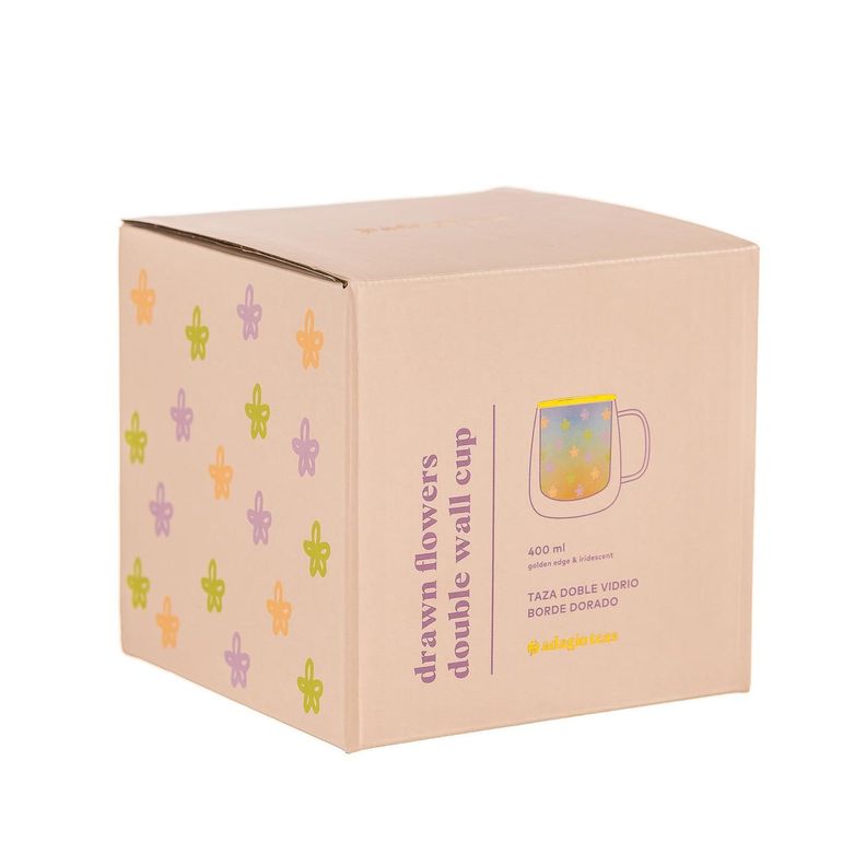 Taza Doble Vidrio Drawn Flowers 400 ml-2