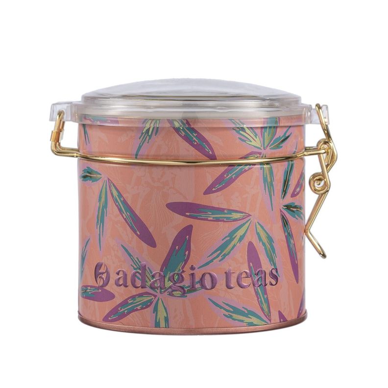 Tarro Chico Salmón Flores Tropical Almacenador de Té 4 Oz-0