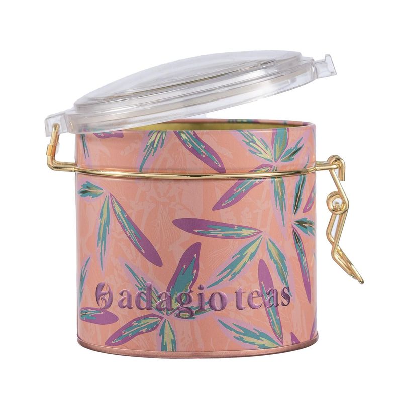 Tarro Chico Salmón Flores Tropical Almacenador de Té 4 Oz-1