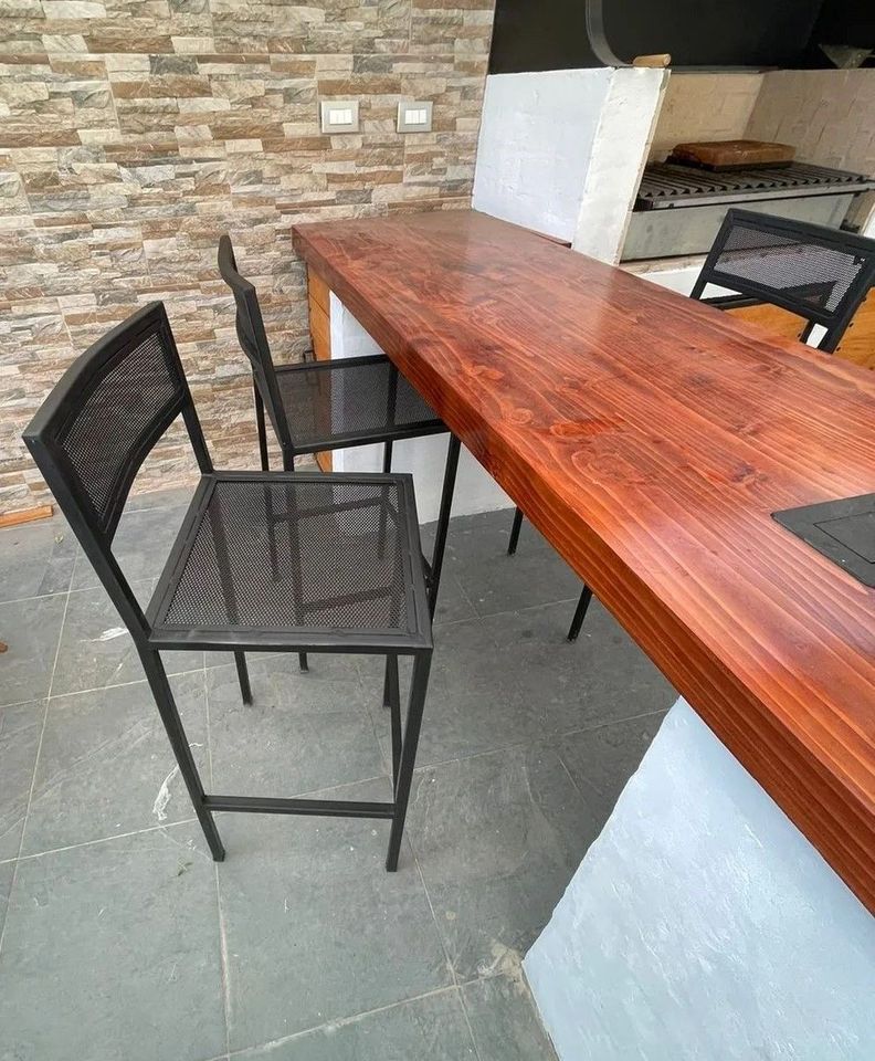 Piso de Bar Fierro Etrusco (Taburete) "Perfil/Malla"-2