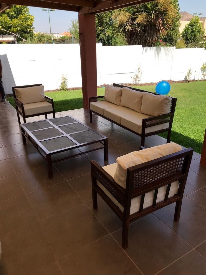 Juego de Living Fierro Etrusco "Perfil Malla" con Mesa de Centro 6 Piedras-3