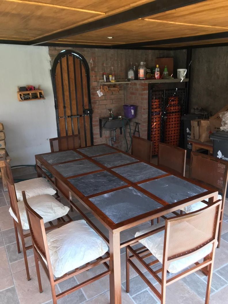Juego de Comedor Fierro Etrusco con 8 Sillas "Perfil/Malla"-3