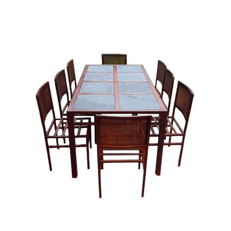 Juego de Comedor Fierro Etrusco con 8 Sillas "Perfil/Malla"-0