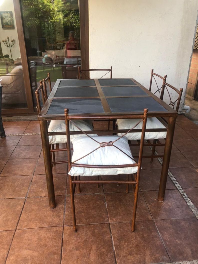 Juego de Comedor Fierro Etrusco con 6 Sillas "Nudo"-1