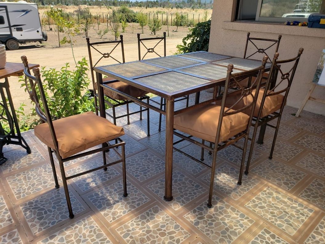 Juego de Comedor Fierro Etrusco con 6 Sillas "Nudo"-2