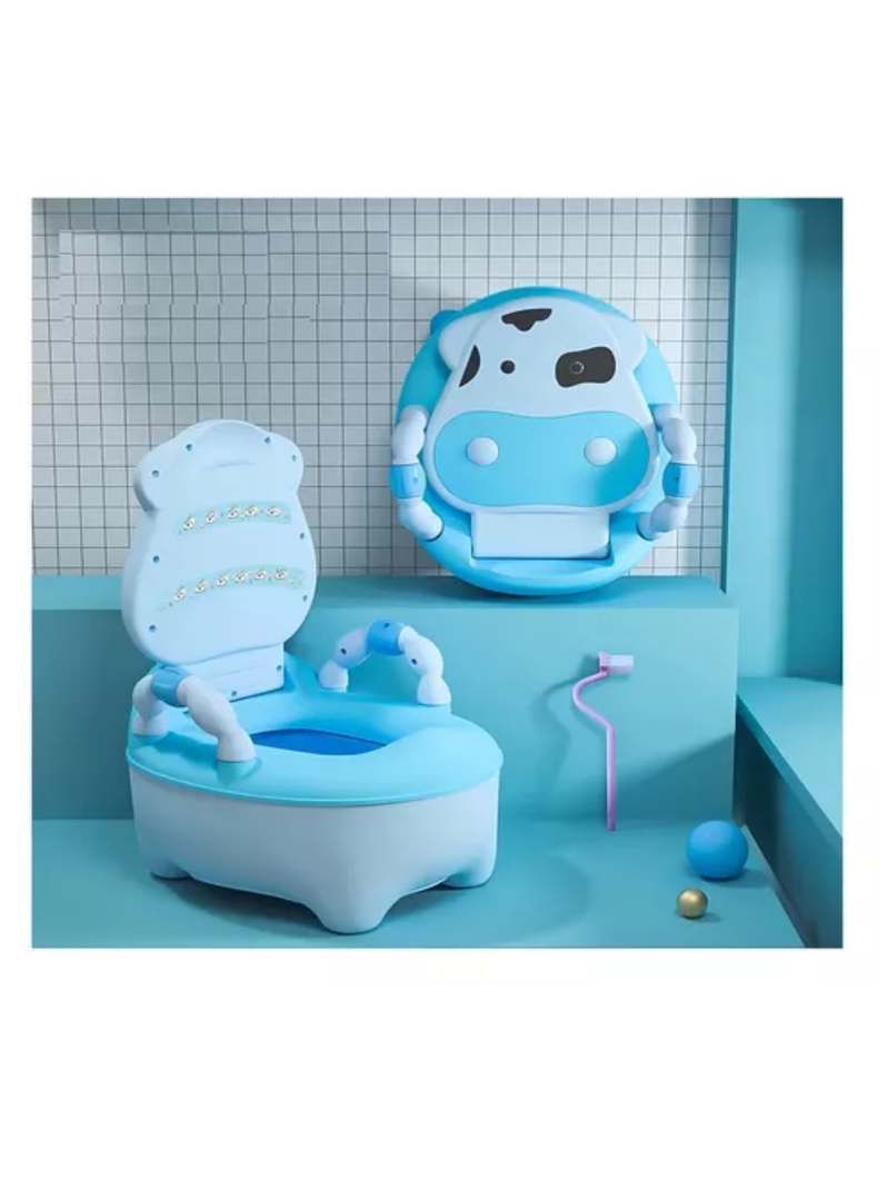 Pelela Bacinica Baño Infantil Para Niños Vaquita Color Azul-1