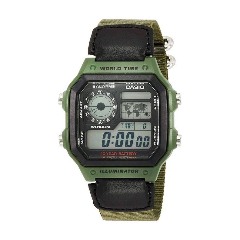 Reloj De Pulsera Casio Digital Ae-1200whb-3bvdf Verde