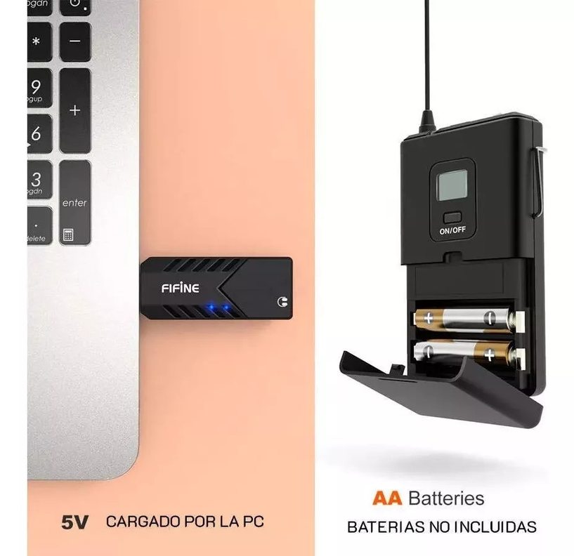 Micrófono Fifine Usb Inalámbrico K031b-4
