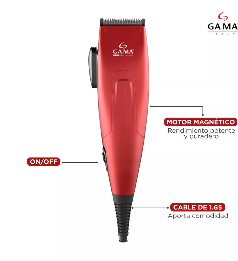 Cortapelos Clipper Gm 562 Motor Magnético 24 Piezas Rojo-2