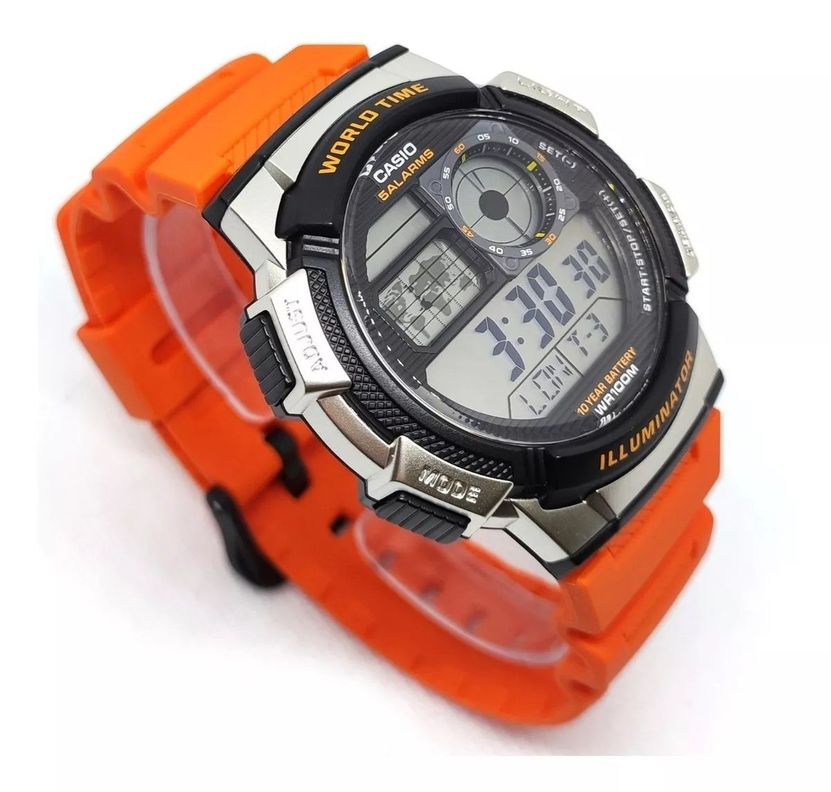 Reloj De Pulsera Casio Hombre Ae-1000w-4bvdf Original Naranja-0