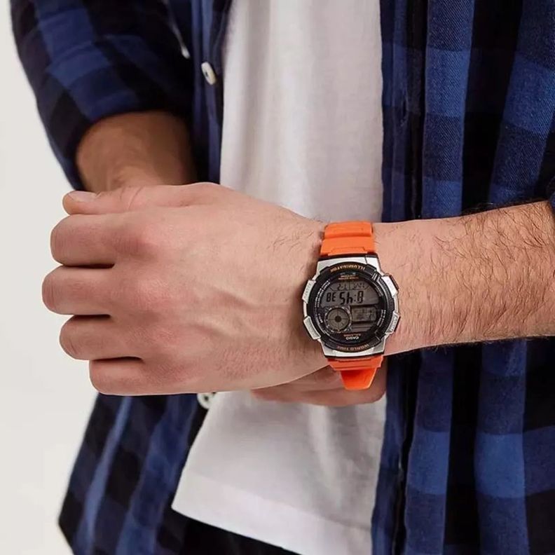 Reloj De Pulsera Casio Hombre Ae-1000w-4bvdf Original Naranja-7