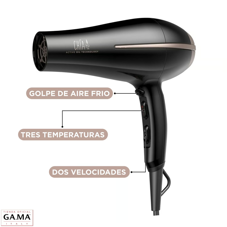 Combo Secador + Plancha Ga.ma Chia Active Oil Technology-1