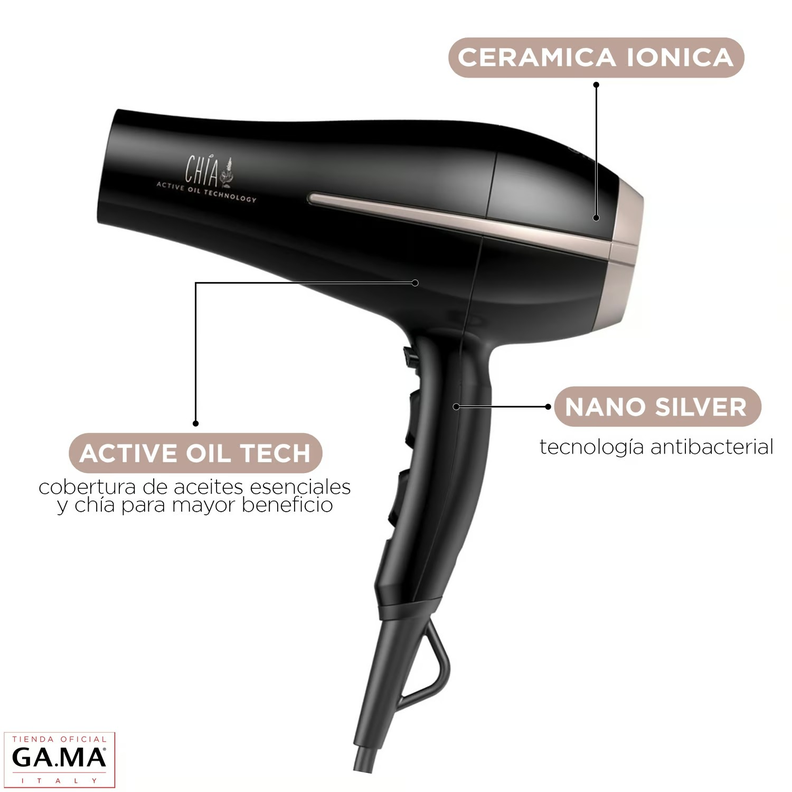 Combo Secador + Plancha Ga.ma Chia Active Oil Technology-2