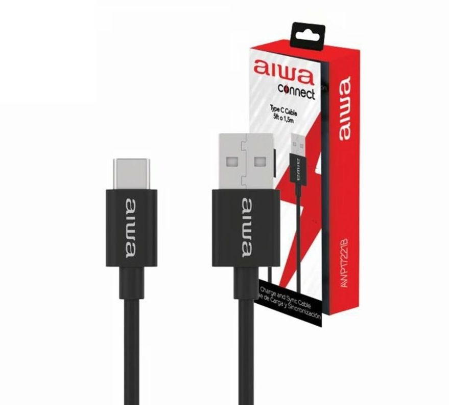 Cable Usb A Usb Tipo C 1,2 Mts Aiwa Awcs1c4b Color Negro-0