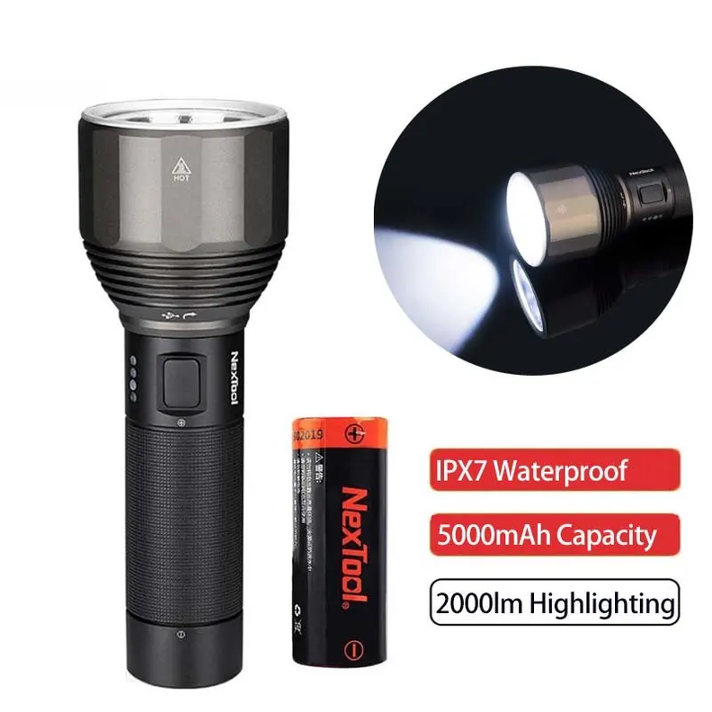 Linterna Aluminio Nextool 2000 Lumenes 380 Mts Recargable-0