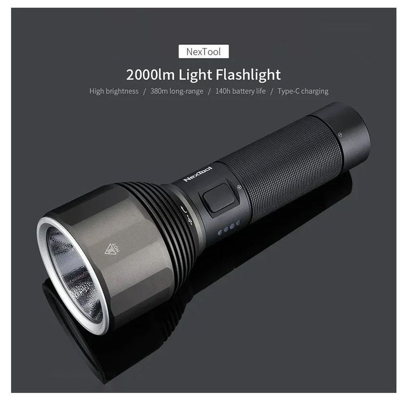 Linterna Aluminio Nextool 2000 Lumenes 380 Mts Recargable-6