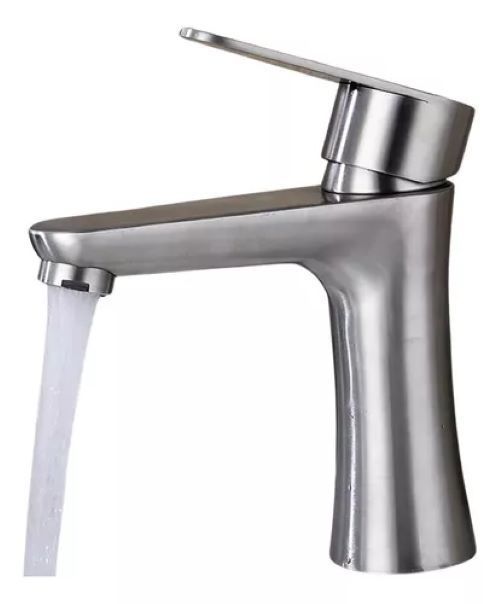 Llave Monomando Lavatorio Moderno Acero Inoxidable -0