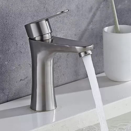 Llave Monomando Lavatorio Moderno Acero Inoxidable -1
