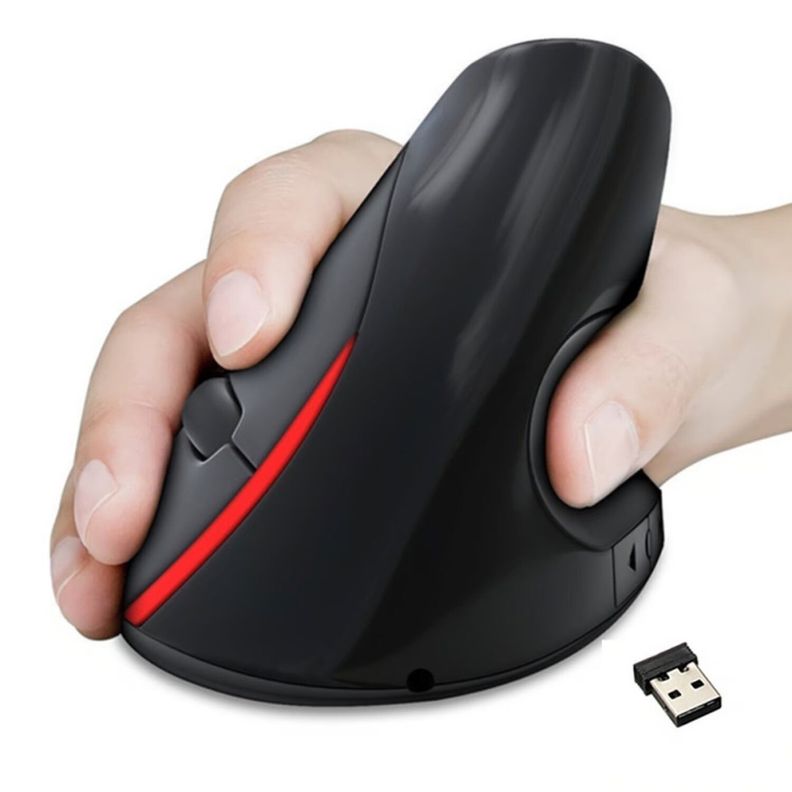 Mouse Vertical Inalámbrico Ergonómico Cómodo Carga Usb-0