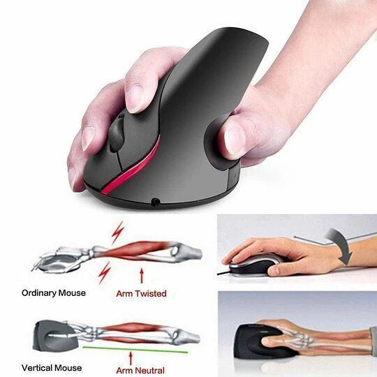 Mouse Vertical Inalámbrico Ergonómico Cómodo Carga Usb-1