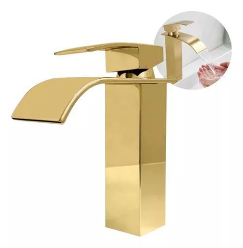 Llave Lavamanos Dorado Griferia De Baño Monomando Lavamanos-0