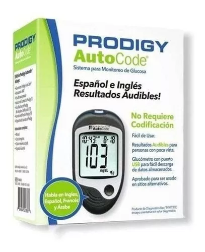 Glucometro Prodigy Autocode Con Voz + 60 Tiras + 10 Lancetas-1