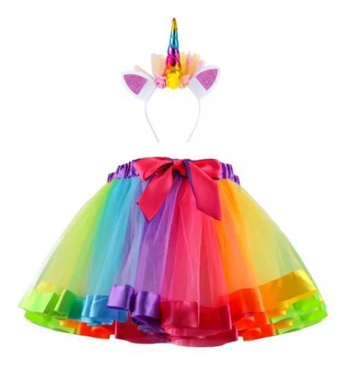 Conjunto De Tutú Para Niñas Unicornio Esponjoso De 3 Capas-1