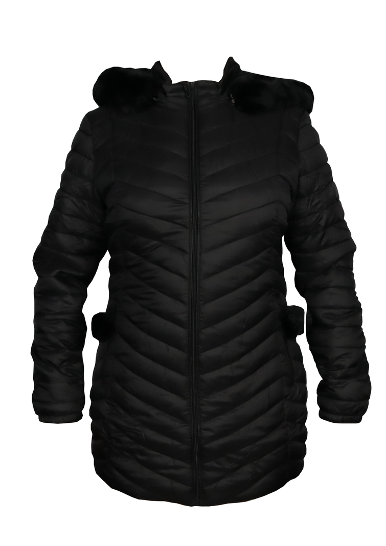 Parka para mujer básica con gorro y cierre frontal-0