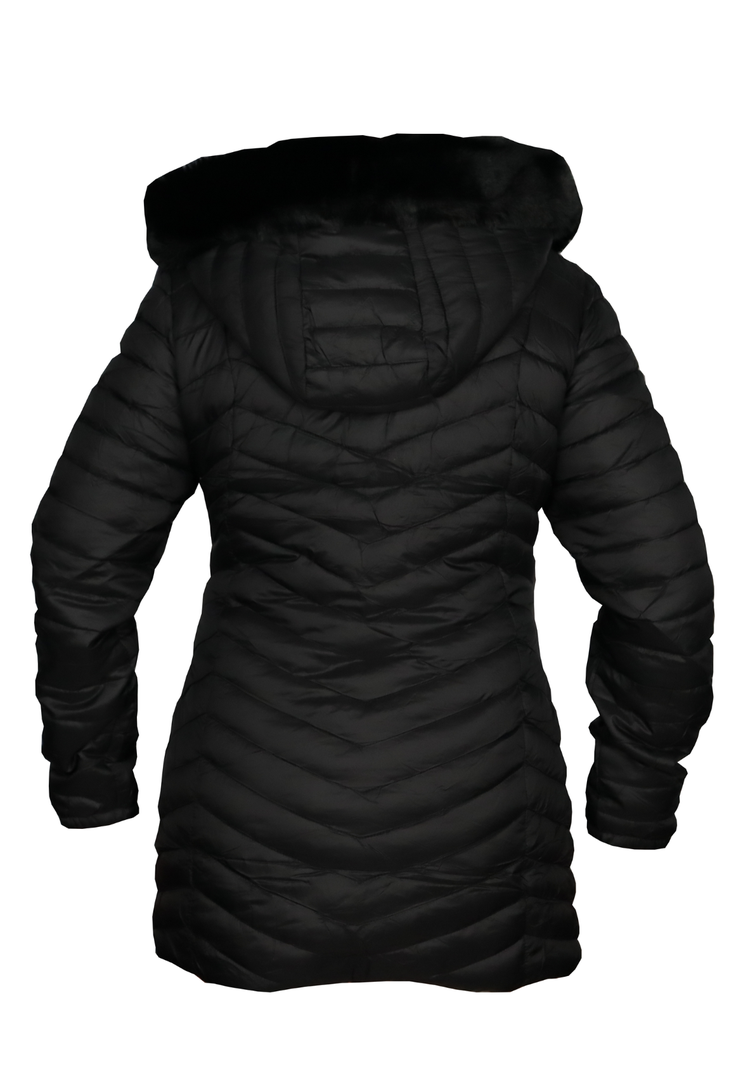 Parka para mujer básica con gorro y cierre frontal-1