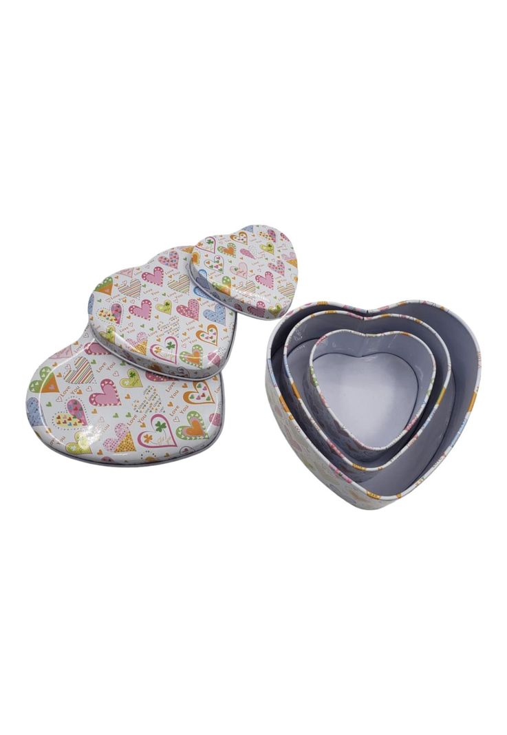 Set Cajas Diseño Corazon Metal 12x11x5cm (3u)-1